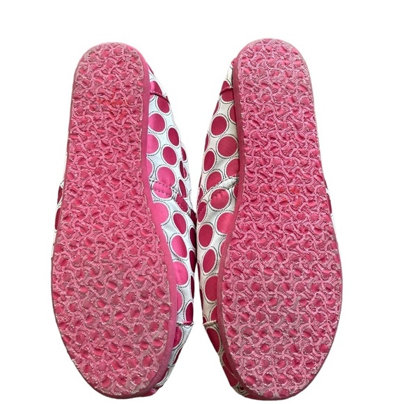 Toms Pink Polka Dot Fleece Lined Slip on Flat Shoes Youth Girls Size 3 EUC - Picture 7 of 7